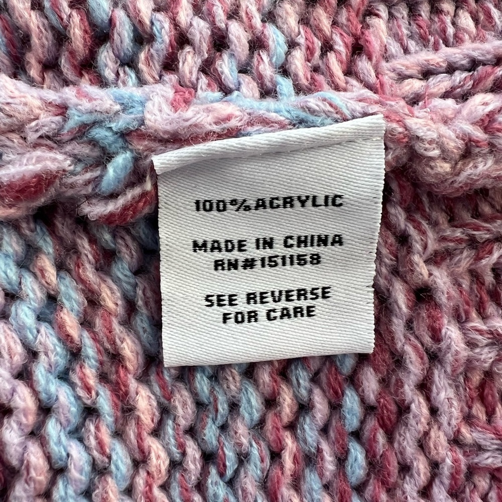 525 America Born in Brooklyn NWT Lace-Up V-Neck Rainbow Marled Knit Sweater, L - Picture 10 of 13